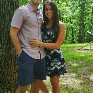 Dark blue & light blue tie dye stretchy dress